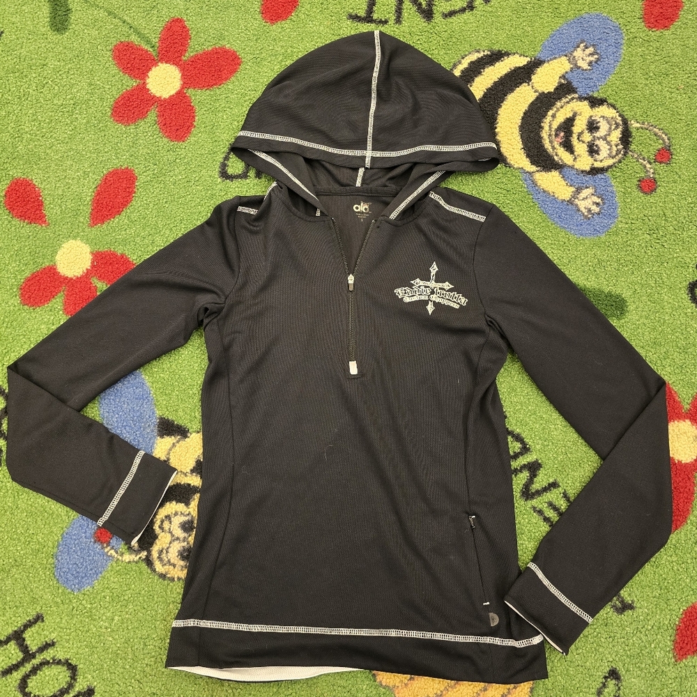 alo Black Hooded Eddie Trotta Custom Choppers" Pullover with White Accents Small
